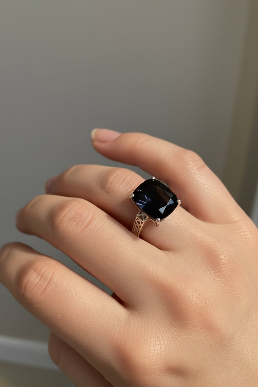 Noir Art Deco Sterling Silver Ring