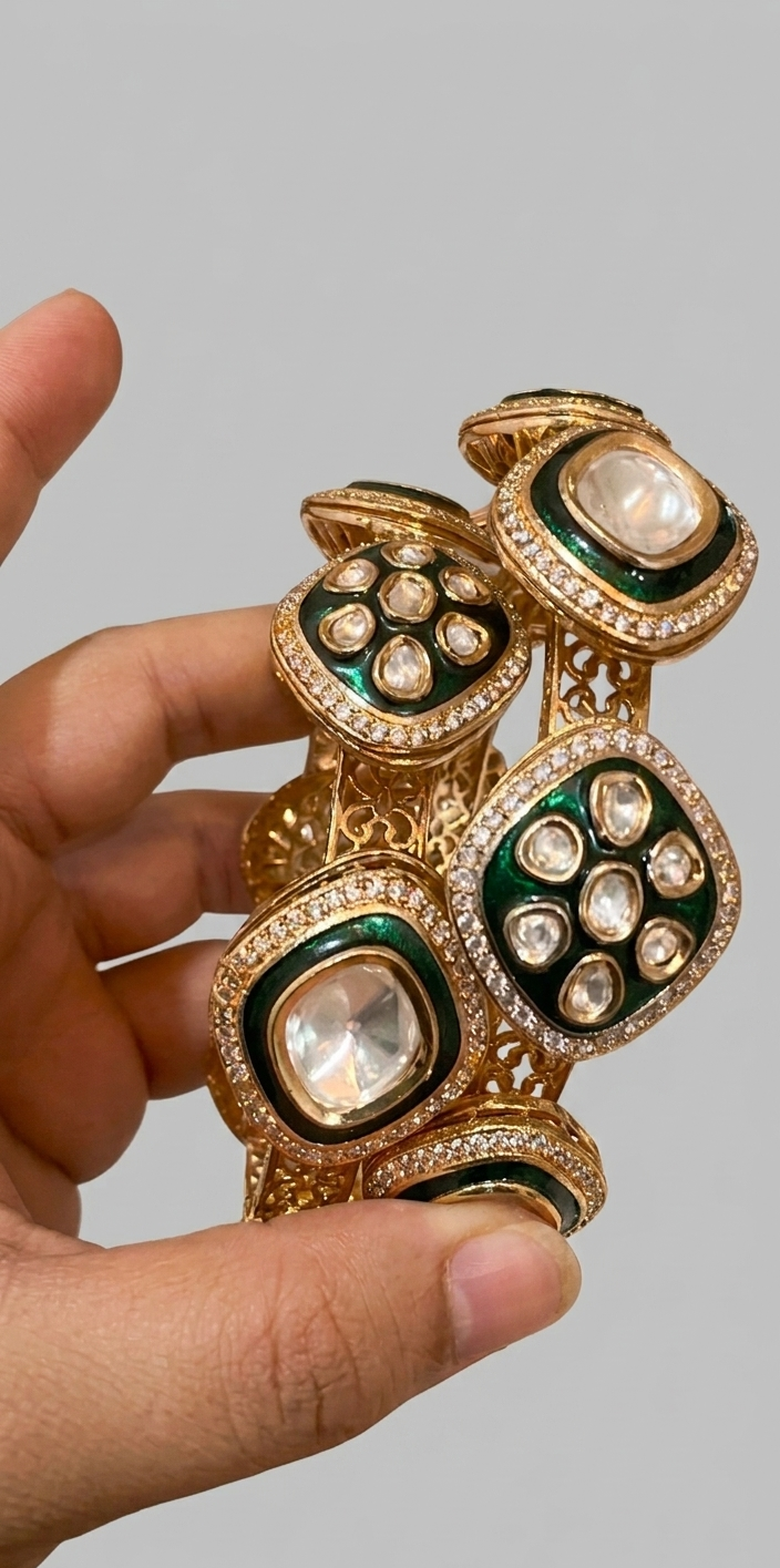 Emerald Kangans-Pair