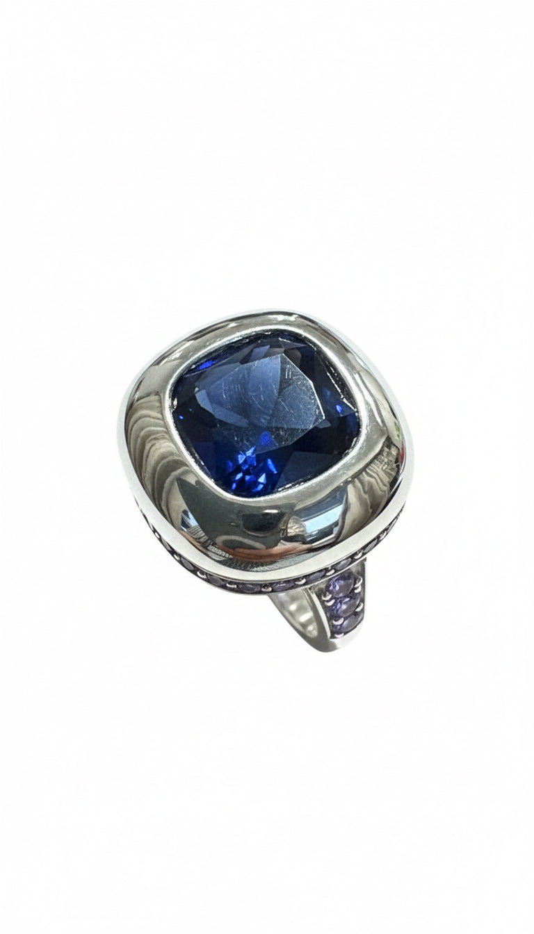 Blue Bezel Cocktail Ring