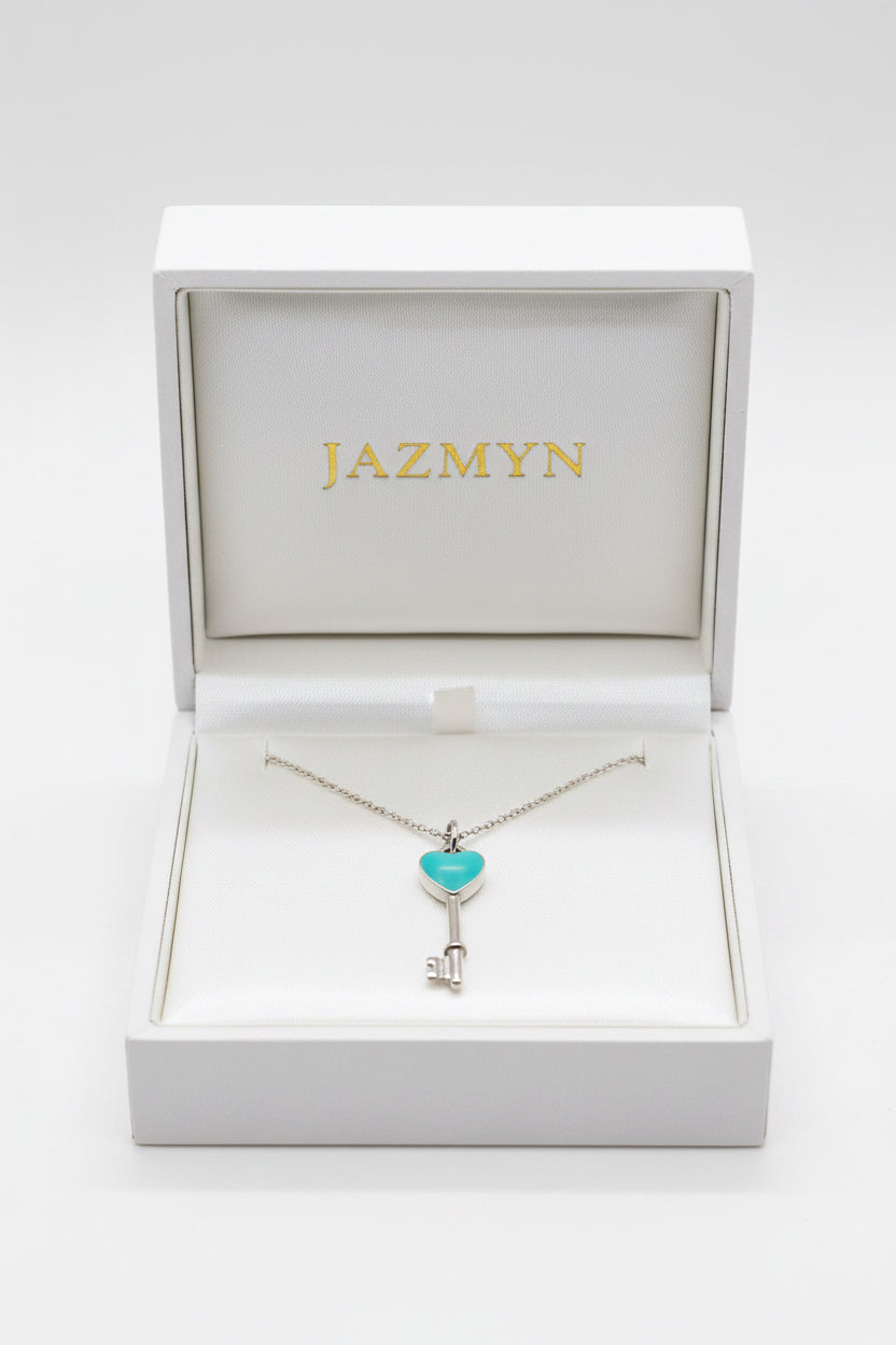 Azure Enamel Key Pendant Chain