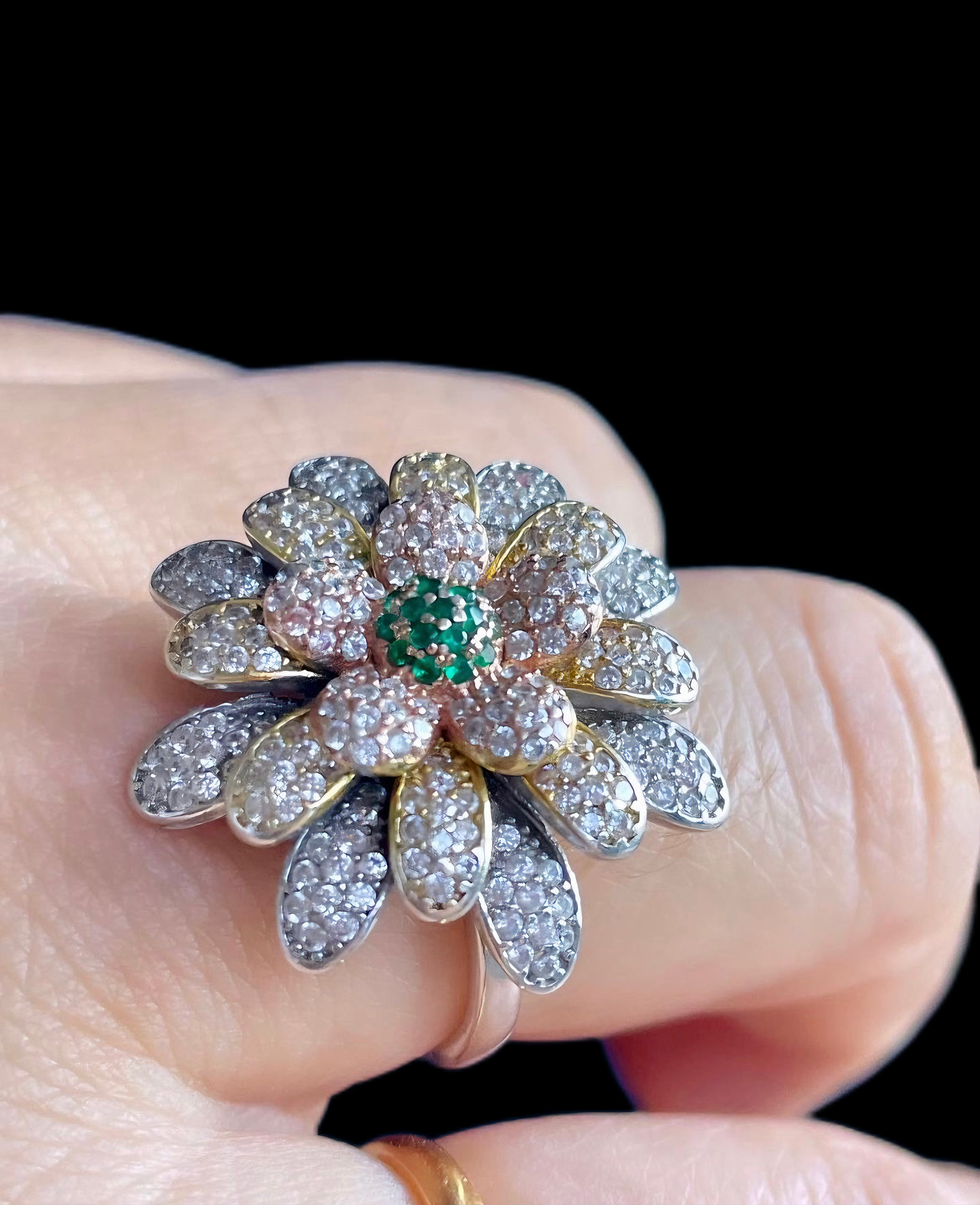 Silver Flower Bomb Statement Ring