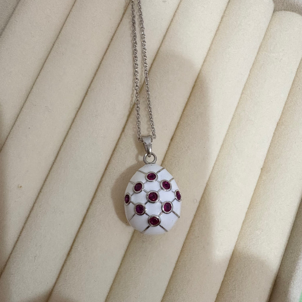 Ruby Lattice Enamel Pendant Chain