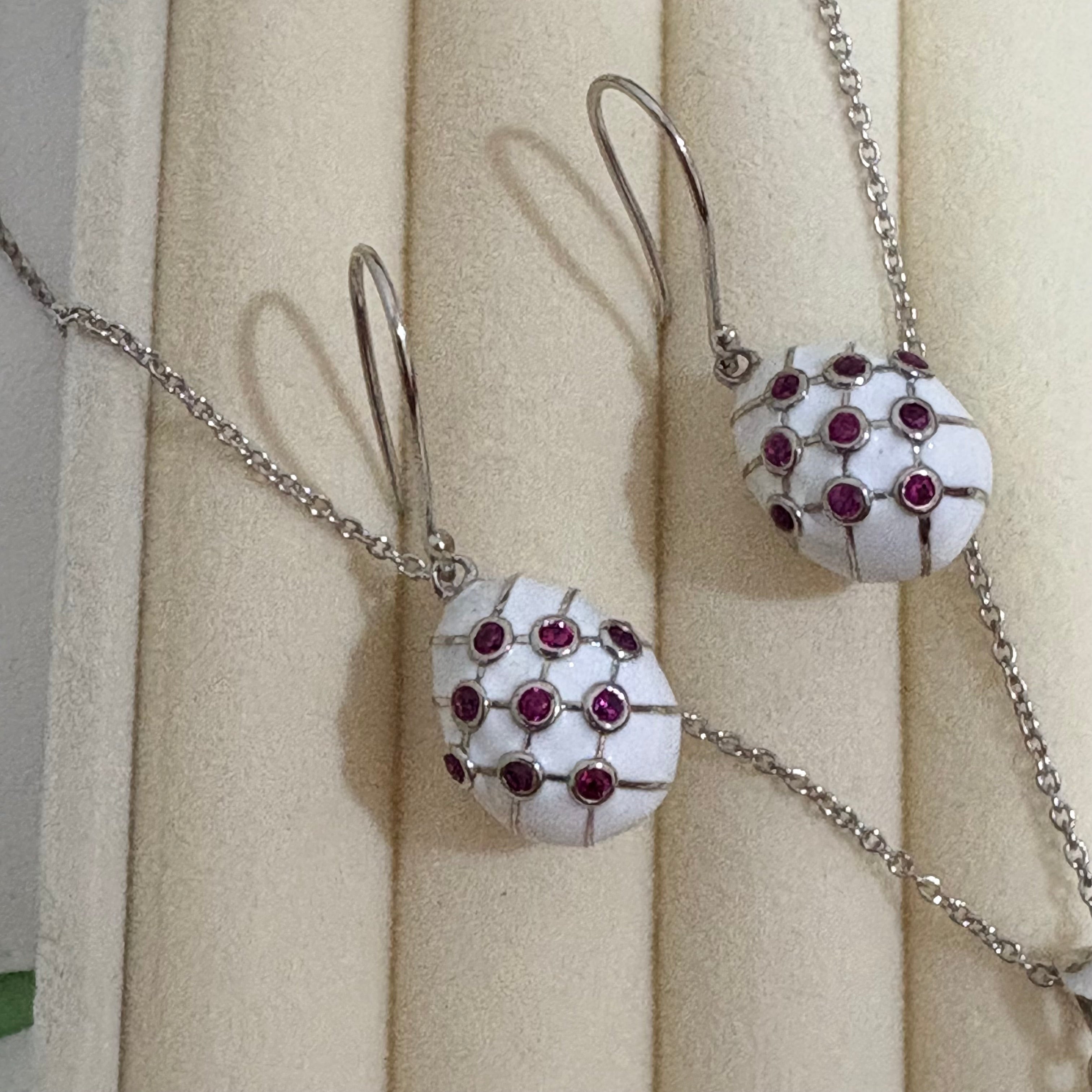 Ruby Lattice Enamel Earrings