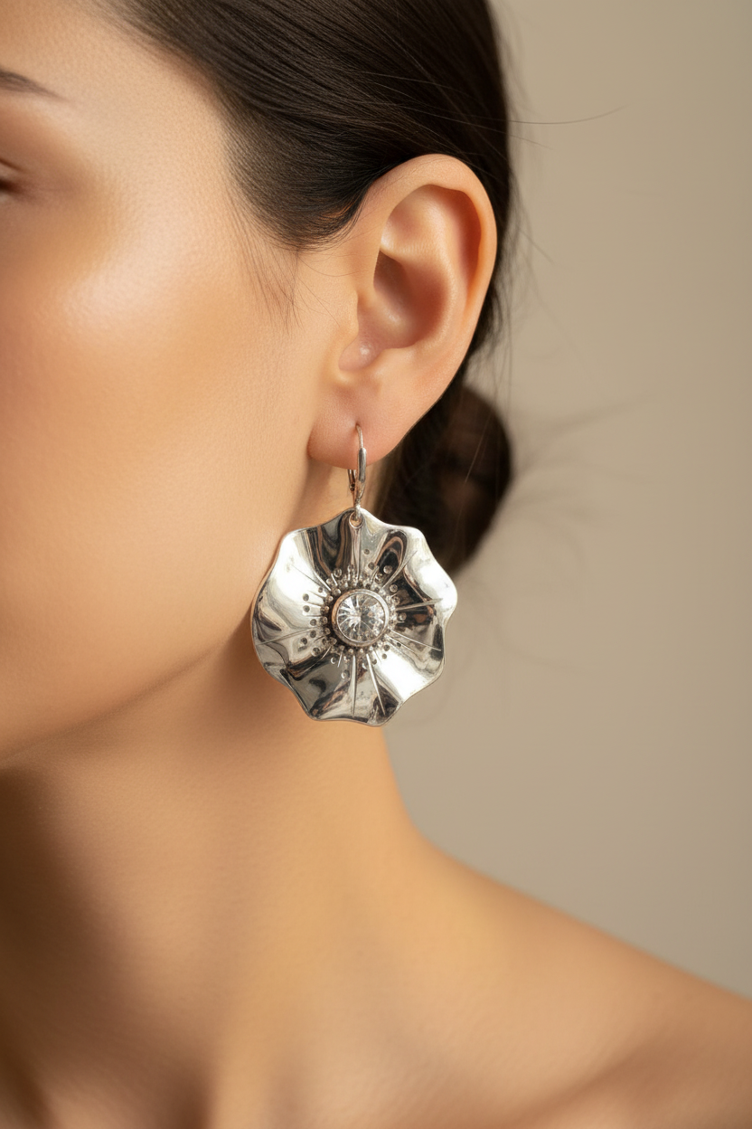 Silver Floral Dangles