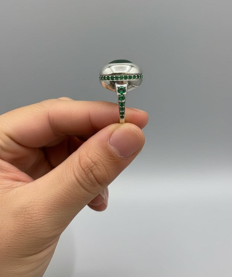 Emerald Bezel Cocktail Ring