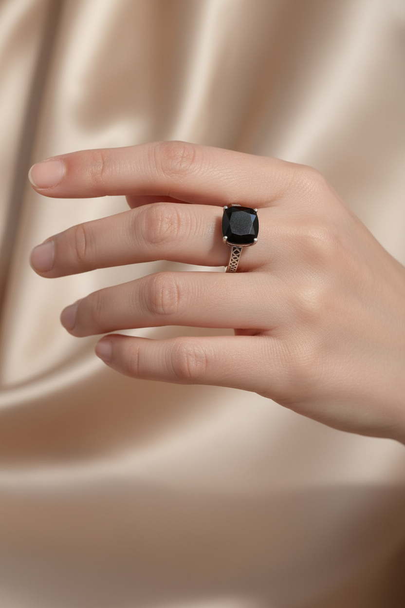 Noir Art Deco Sterling Silver Ring