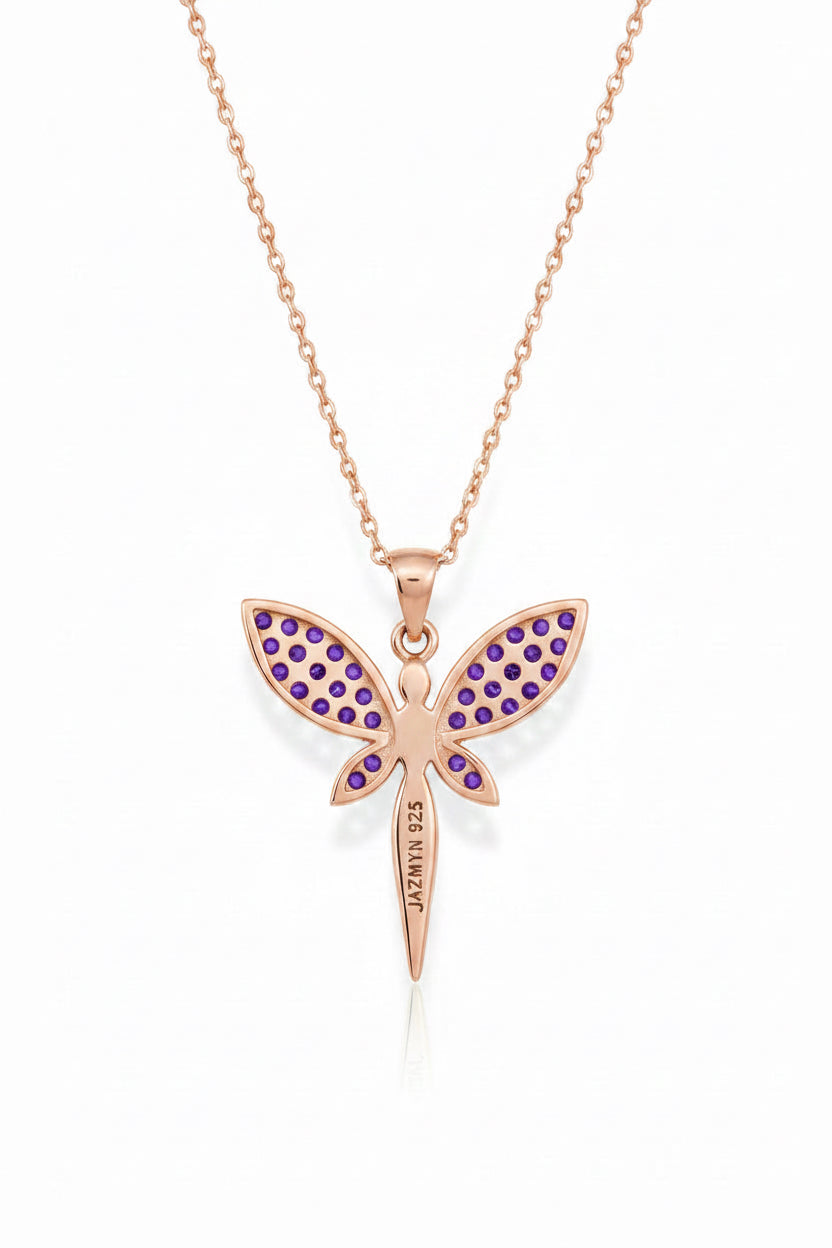 Aura Dragonfly Necklace- Rose gold