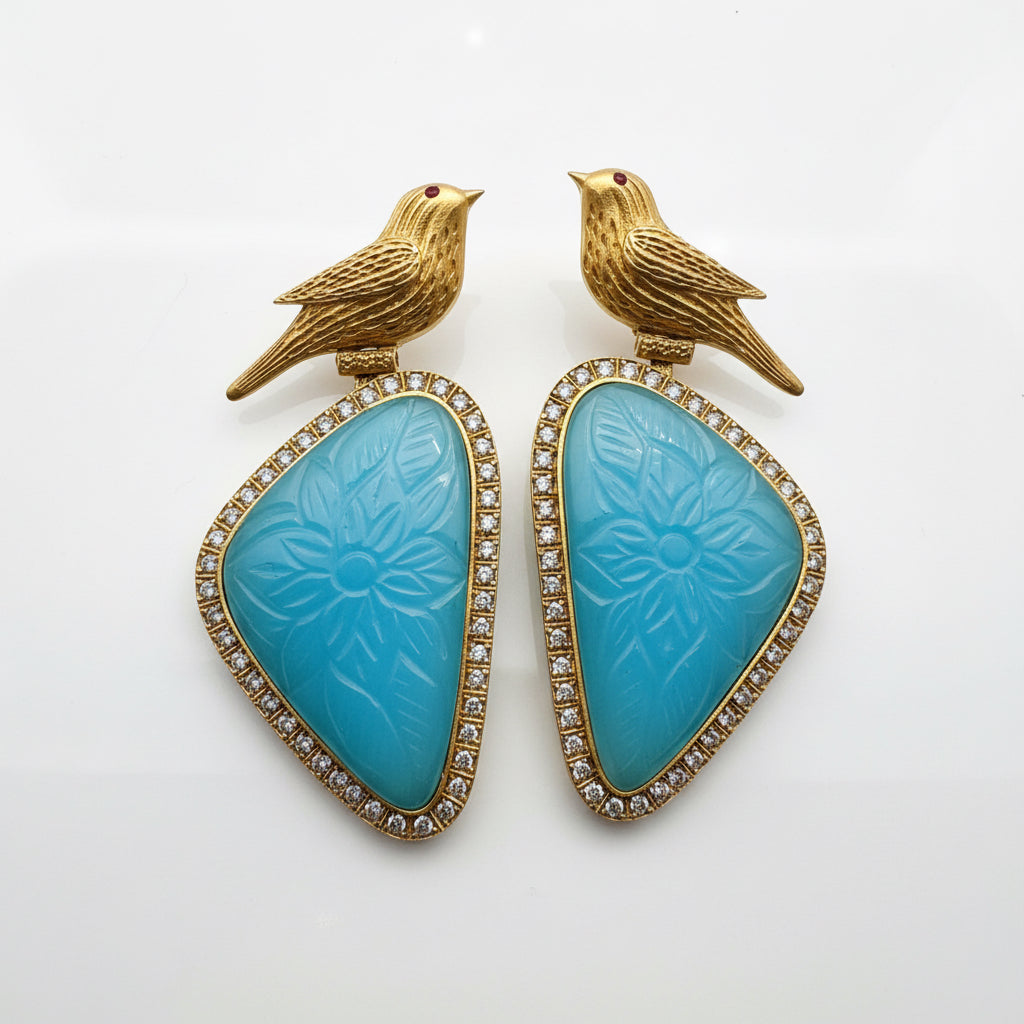 Designer Antique Gold Statement Earrings