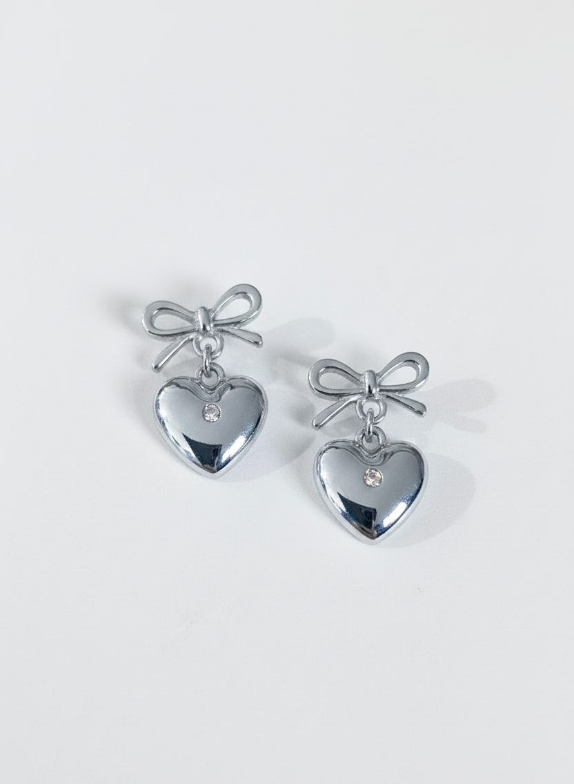 Amour Bow Heart Earrings