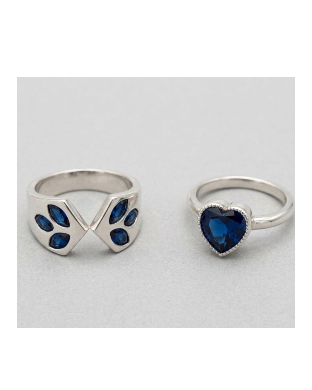 Heart & Leaf Blue Stack Ring