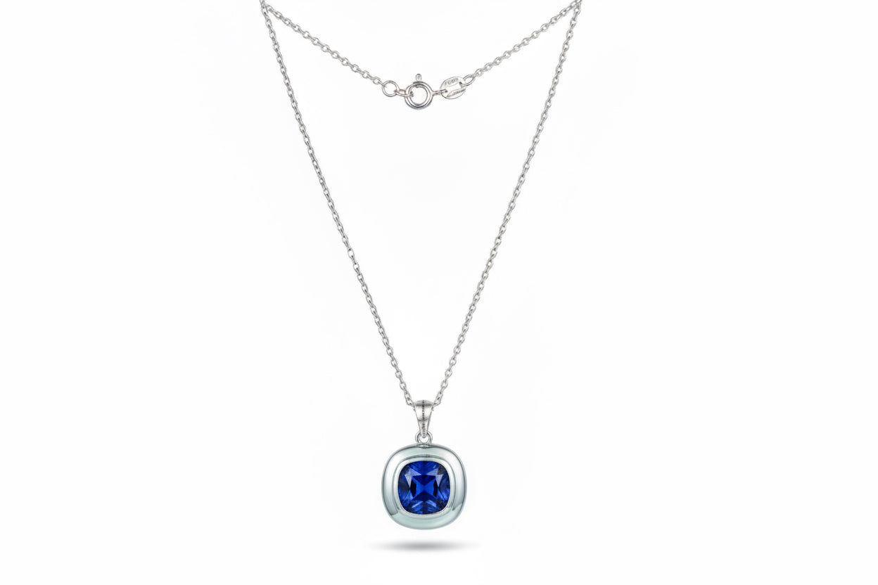 Blue Bezel Pendant Chain