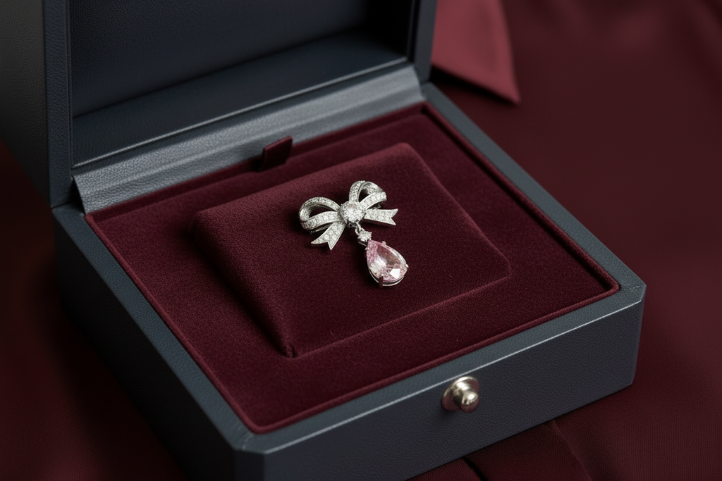Silver Bow & Pearl Teardrop Brooch