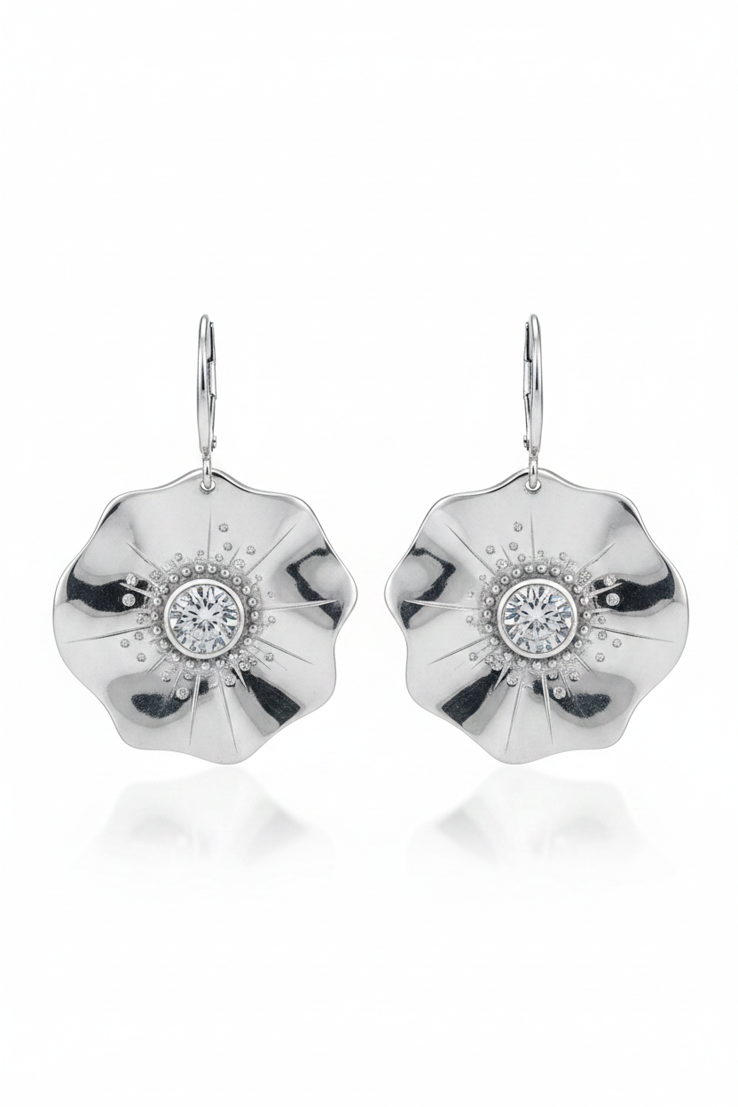 Silver Floral Dangles