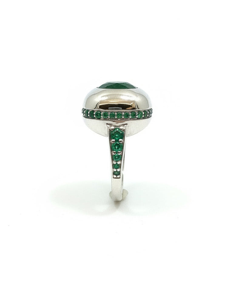 Emerald Bezel Cocktail Ring