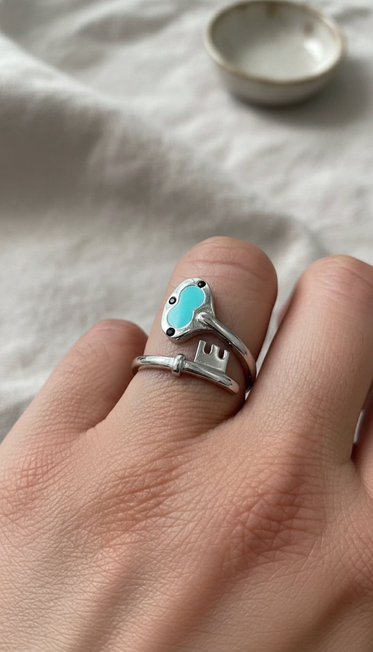 Enamel Heart Key Ring