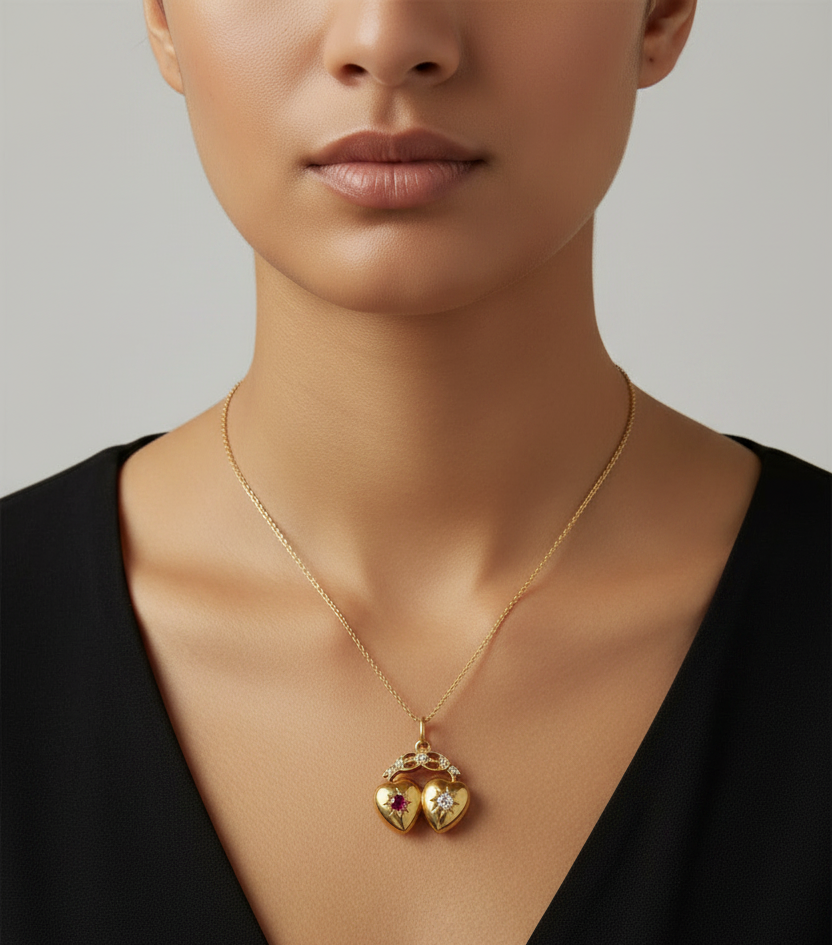 Celestial Twinhearts Pendant Necklace