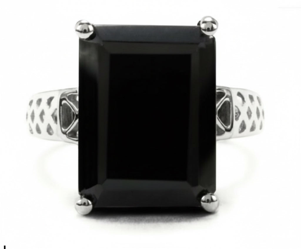 Noir Art Deco Sterling Silver Ring