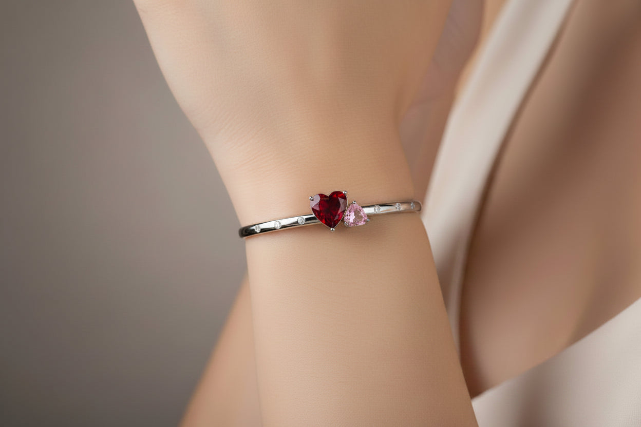 Heartstrings Crimson Cuff Bracelet