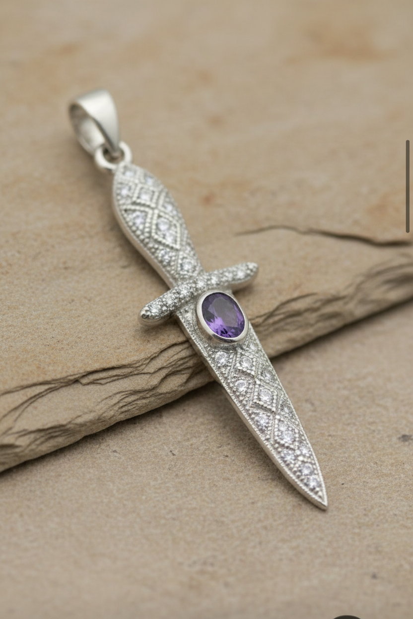 Silver Dagger Pendant Chain