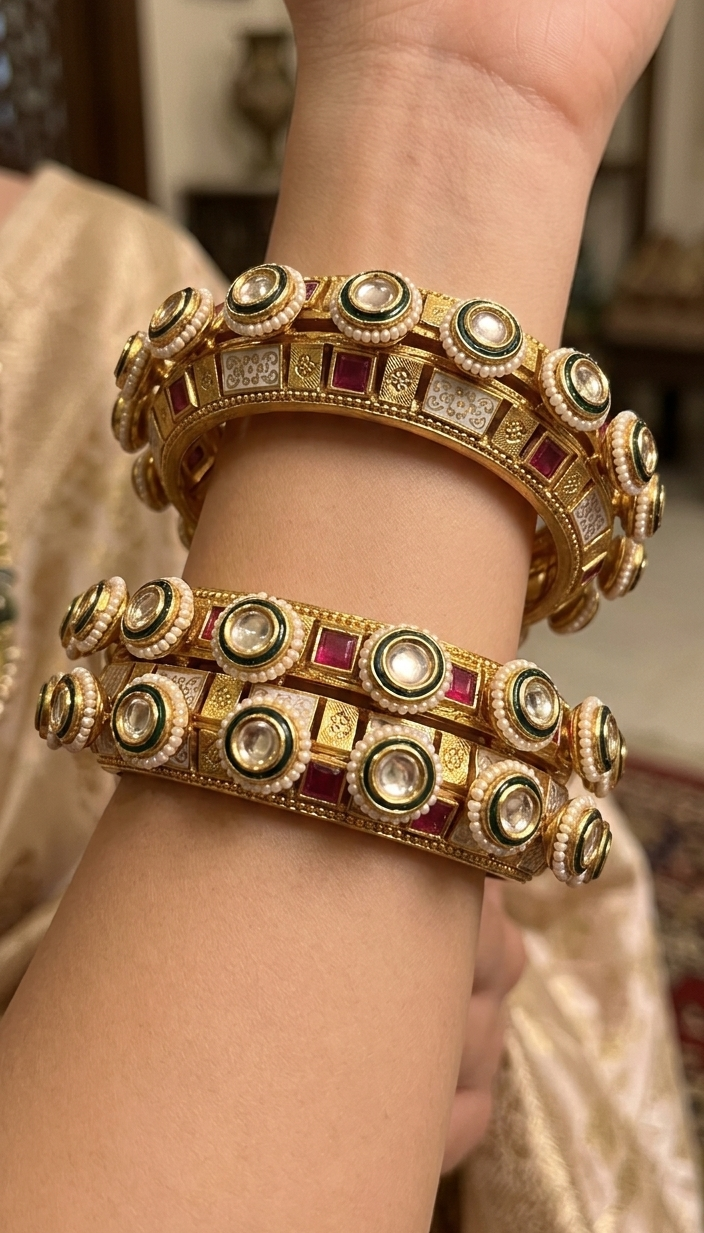 Pearls & Polki Kangans - Pair