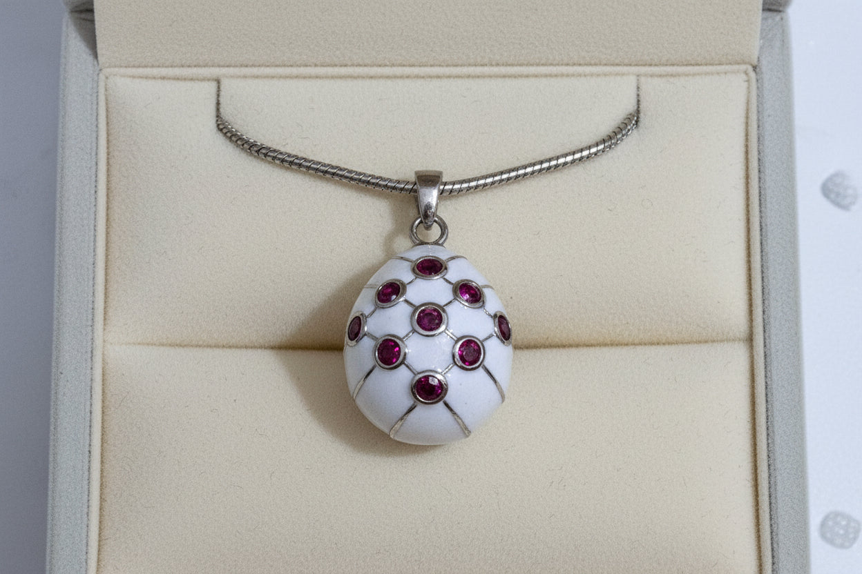 Ruby Lattice Enamel Pendant Chain