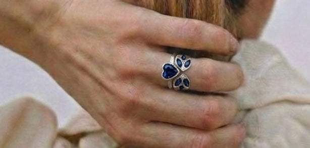 Heart & Leaf Blue Stack Ring