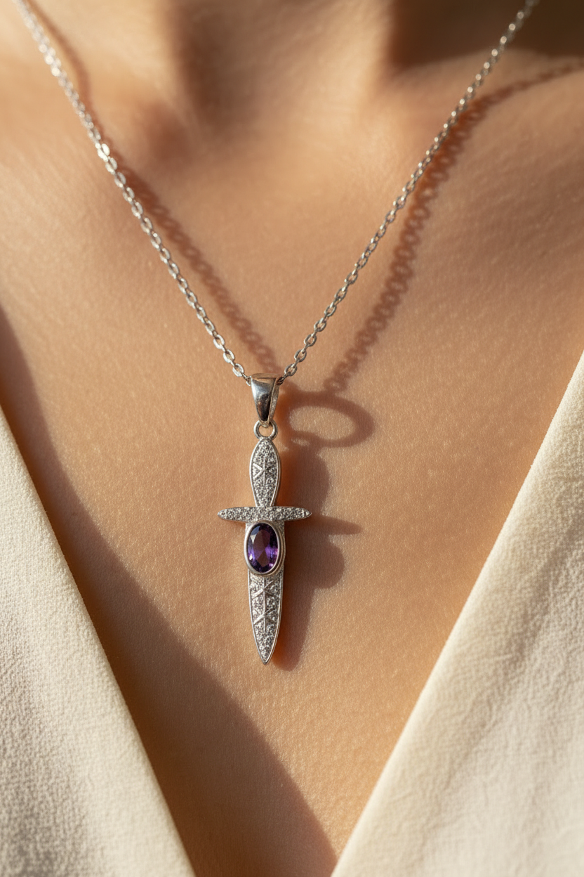 Silver Dagger Pendant Chain