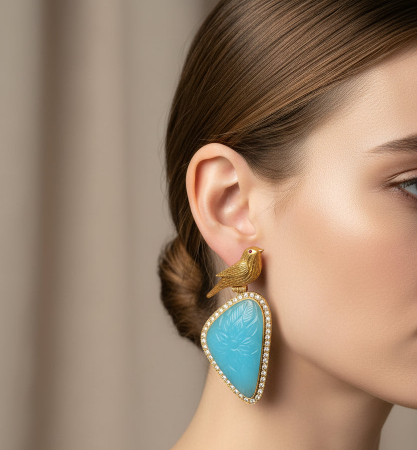 Designer Antique Gold Statement Earrings