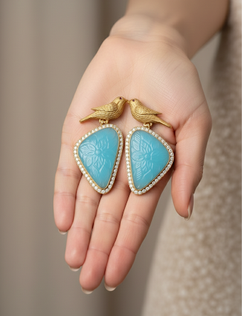 Designer Antique Gold Statement Earrings