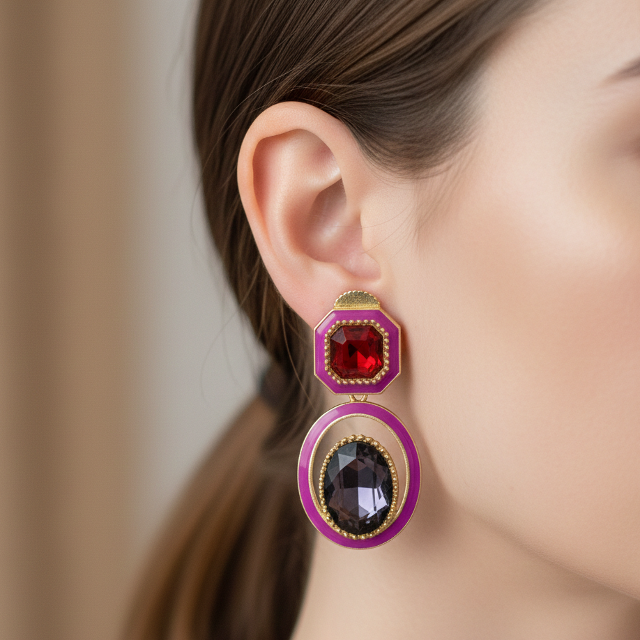 Swarvoski-Inspired Royal Rhubarb Earrings