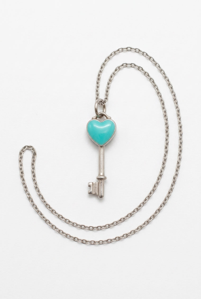 Azure Enamel Key Pendant Chain