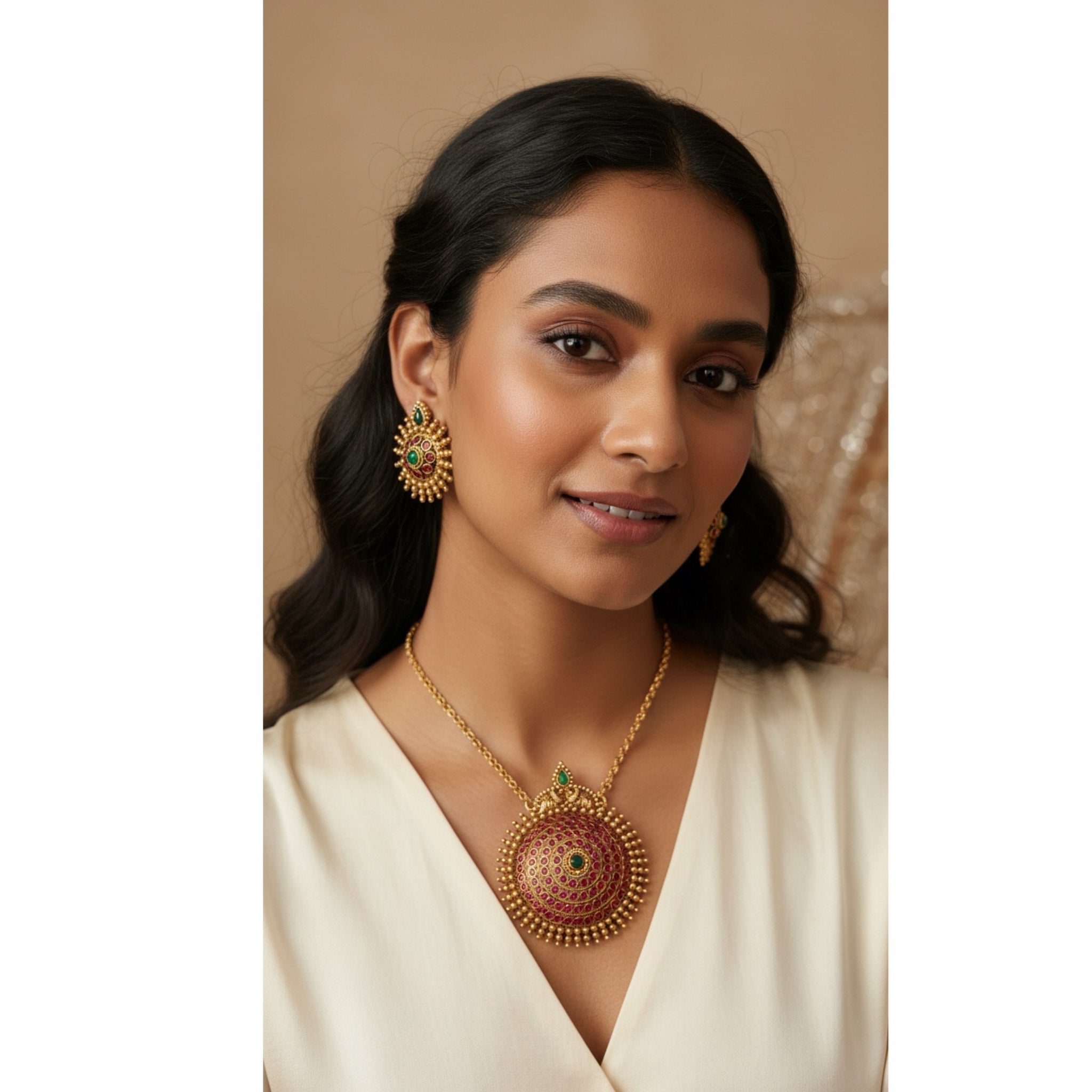 Kemp Stone Pendant Set (With Chain)